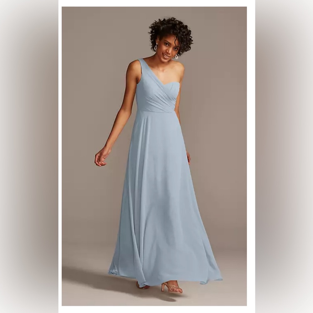 one shoulder flowy bridesmaid dress